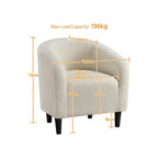 Costoffs Accent Chair Boucle Arm Chair, Barrel Club Chair with Rounded Back/Robust Legs/Armrests for Living Room/Bedroom/Office/Home, Blue/Ivory/Mustard Yellow House Of Avana