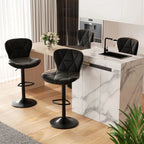 Bar Stools Set of 2, Faux Leather Bar Stools, Height Adjustable with Backrest and Footrest, Upholstered... - House Of Avana