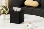 Tissue Box - Decorative Faux Leather Square, angled view - House Of Avana