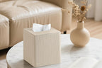 Tissue Box - Decorative Faux Leather Square, front view - House Of Avana