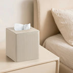Tissue Box - Decorative Faux Leather Square, side view - House Of Avana