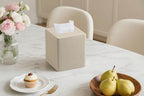 Tissue Box - Decorative Faux Leather Square, top view - House Of Avana
