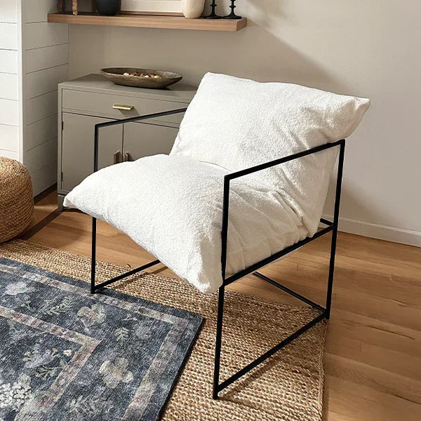 Brown leather lounge chair with removable cushion, comfortable seating - House of Avana