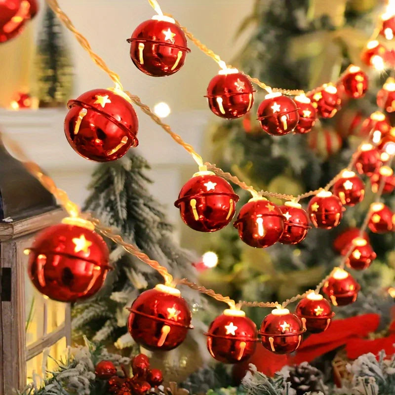 1/3pcs Seasonal Decorations, 78.74in/2m-10 LED Bell Light Strand, for Home, Fireplace, Staircase, Armrest, Bedroom, Party, Wedding, Christmas, Thanksgiving House Of Avana [[SKU:HOA-XMS-412]]