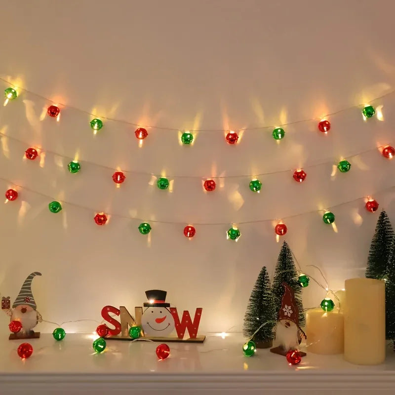 1/3pcs Seasonal Decorations, 78.74in/2m-10 LED Bell Light Strand, for Home, Fireplace, Staircase, Armrest, Bedroom, Party, Wedding, Christmas, Thanksgiving House Of Avana [[SKU:HOA-XMS-412]]