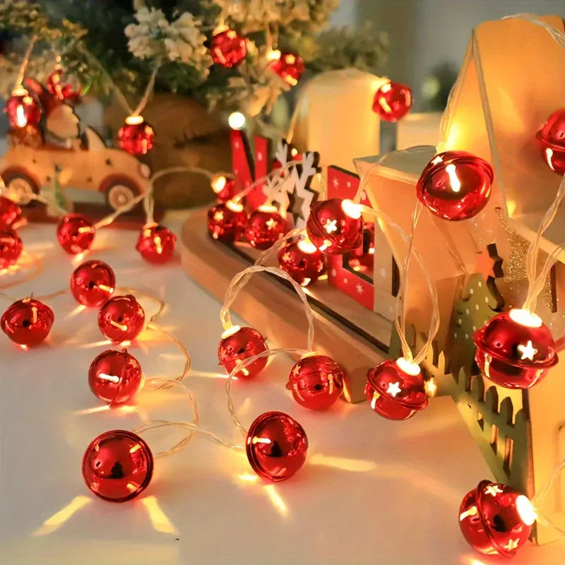 1/3pcs Seasonal Decorations, 78.74in/2m-10 LED Bell Light Strand, for Home, Fireplace, Staircase, Armrest, Bedroom, Party, Wedding, Christmas, Thanksgiving House Of Avana [[SKU:HOA-XMS-412]]