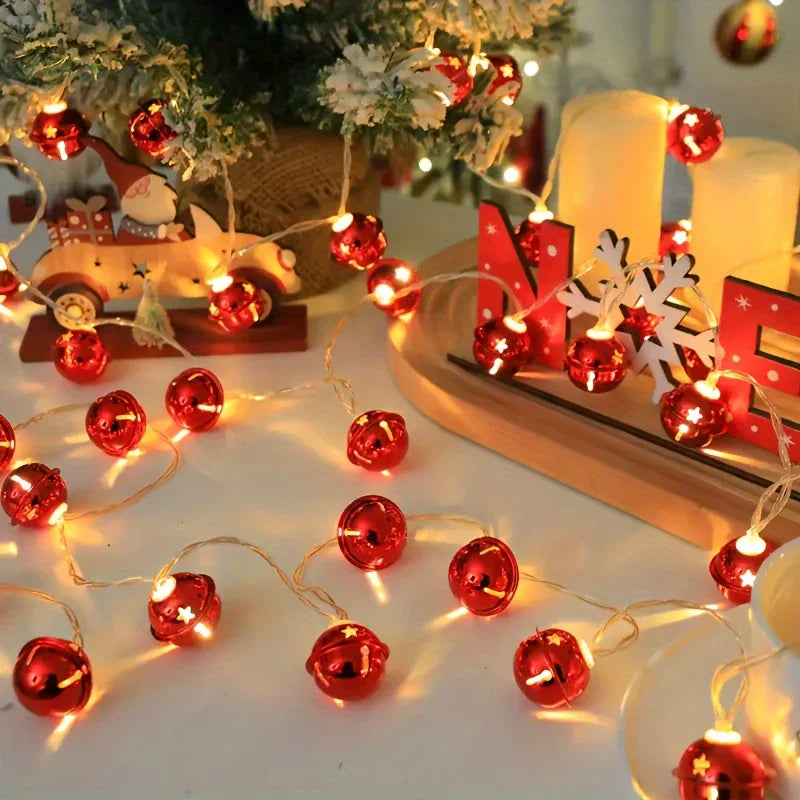 1/3pcs Seasonal Decorations, 78.74in/2m-10 LED Bell Light Strand, for Home, Fireplace, Staircase, Armrest, Bedroom, Party, Wedding, Christmas, Thanksgiving House Of Avana [[SKU:HOA-XMS-412]]