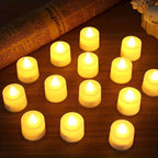 Warm white LED candles, flameless wax pillars, ambient lighting - House of Avana