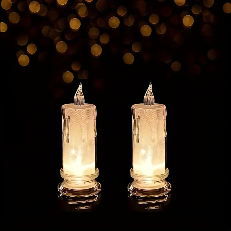 White LED pillar candles, flameless candles in mercury glass holders - House of Avana