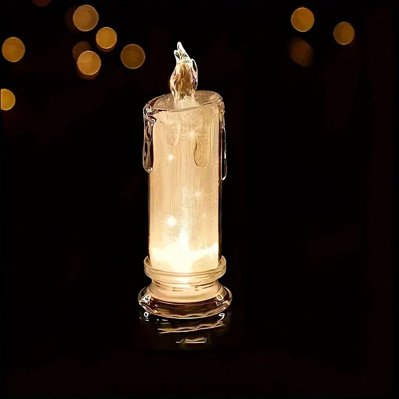 White LED pillar candles, flameless candles in mercury glass holders - House of Avana