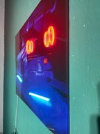LED Car Plexiglass Sign – UV‑Printed with Blue & Red Glow Peony Atelier