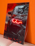 LED Car Wall Art – Modern Acrylic Poster with Neon Light Effect – Custom Sizes Peony Atelier