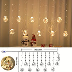 LED Christmas Curtain Lights with Wishing Ball & Snowman Tree Hanging Decorations - -Powered Indoor/Outdoor Holiday Lights with Push Button Control, Door, Or Tabletop Display - Durable Plastic & Copper Wire Design For Christm House Of Avana