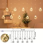 LED Christmas Curtain Lights with Wishing Ball & Snowman Tree Hanging Decorations - -Powered Indoor/Outdoor Holiday Lights with Push Button Control, Door, Or Tabletop Display - Durable Plastic & Copper Wire Design For Christm House Of Avana