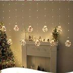 LED Christmas Curtain Lights with Wishing Ball & Snowman Tree Hanging Decorations - -Powered Indoor/Outdoor Holiday Lights with Push Button Control, Door, Or Tabletop Display - Durable Plastic & Copper Wire Design For Christm House Of Avana [[SKU:HOA-XMS-410]]