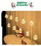 LED Christmas Curtain Lights with Wishing Ball & Snowman Tree Hanging Decorations - -Powered Indoor/Outdoor Holiday Lights with Push Button Control, Door, Or Tabletop Display - Durable Plastic & Copper Wire Design For Christm House Of Avana