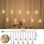 LED Christmas Curtain Lights with Wishing Ball & Snowman Tree Hanging Decorations - -Powered Indoor/Outdoor Holiday Lights with Push Button Control, Door, Or Tabletop Display - Durable Plastic & Copper Wire Design For Christm House Of Avana