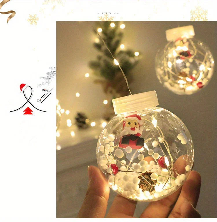 LED Christmas Curtain Lights with Wishing Ball & Snowman Tree Hanging Decorations - -Powered Indoor/Outdoor Holiday Lights with Push Button Control, Door, Or Tabletop Display - Durable Plastic & Copper Wire Design For Christm House Of Avana