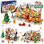 LED-Lit Christmas Village Building Blocks Set with Santa Train & Gingerbread House - 3 Style Modes, Interactive Light Display, Multi-Color Holiday Scene with Snowy Roofs & Twinkling Lights, Creative Construction Toy for Adult House Of Avana