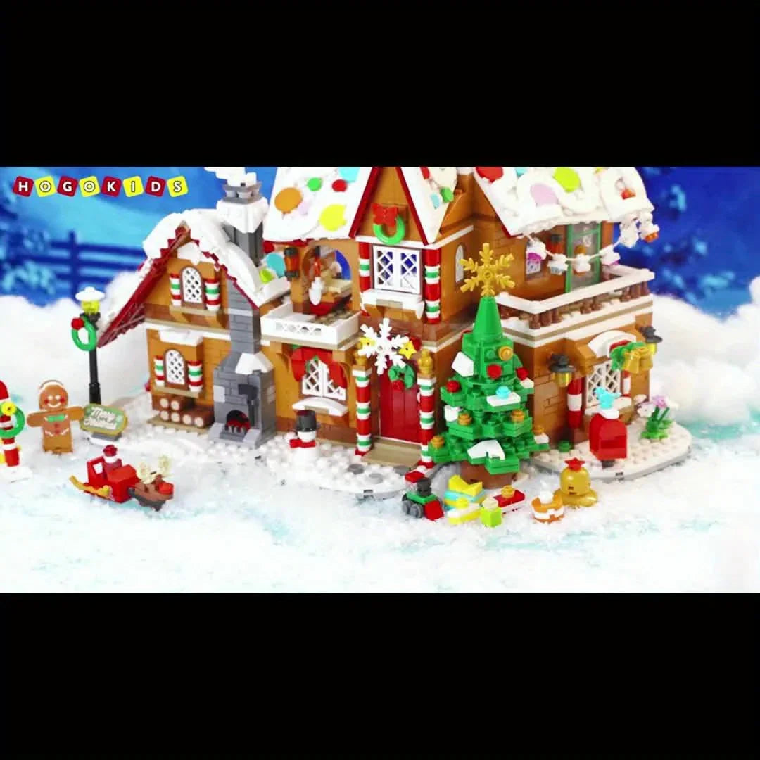 LED-Lit Christmas Village Building Blocks Set with Santa Train & Gingerbread House - 3 Style Modes, Interactive Light Display, Multi-Color Holiday Scene with Snowy Roofs & Twinkling Lights, Creative Construction Toy for Adult House Of Avana