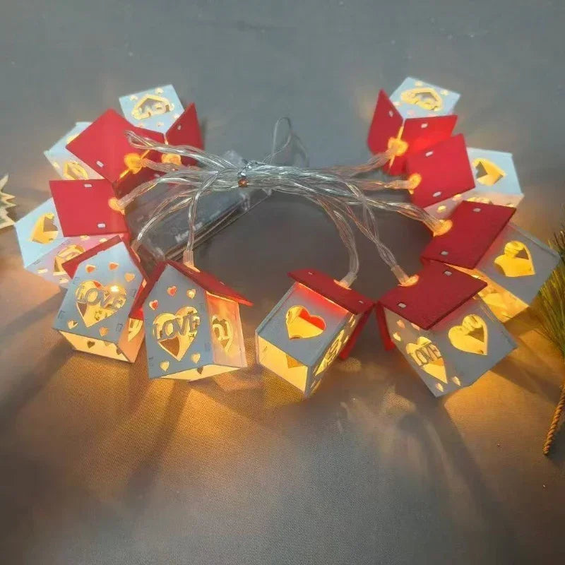 200.0 cm 10 LED Red Mansion Fairy Lights - Battery Operated, Perfect for Holiday Christmas Trees and Home Decorations: Xmas Tree, Deer, Heart Shapes. Ideal for Bedroom, Living Room, Dining Area, Cafes, Bar Settings - The Ulti House Of Avana [[SKU:HOA-XMS-407]]