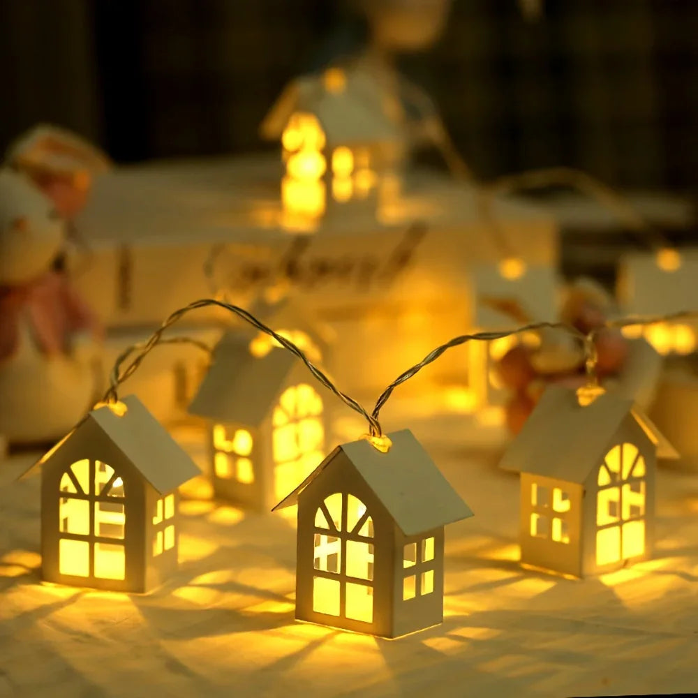 200.0 cm 10 LED Red Mansion Fairy Lights - Battery Operated, Perfect for Holiday Christmas Trees and Home Decorations: Xmas Tree, Deer, Heart Shapes. Ideal for Bedroom, Living Room, Dining Area, Cafes, Bar Settings - The Ulti House Of Avana