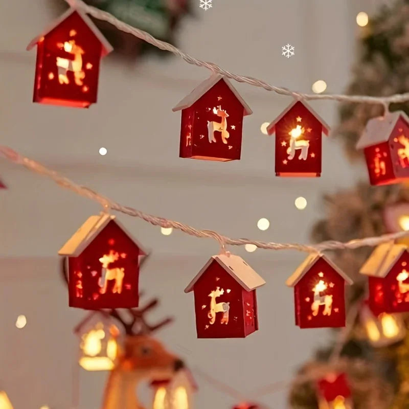 200.0 cm 10 LED Red Mansion Fairy Lights - Battery Operated, Perfect for Holiday Christmas Trees and Home Decorations: Xmas Tree, Deer, Heart Shapes. Ideal for Bedroom, Living Room, Dining Area, Cafes, Bar Settings - The Ulti House Of Avana [[SKU:HOA-XMS-407]]