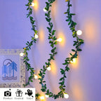 LED Ivy White Ball Fairy Lights, Round Ball String Green Vine Garland Lights, Suitable for Bedroom, Room, Wall, Party, Wedding, Holiday, Indoor and Christmas House Of Avana [[SKU:HOA-GDN-030]]