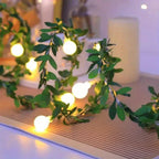 LED Ivy White Ball Fairy Lights, Round Ball String Green Vine Garland Lights, Suitable for Bedroom, Room, Wall, Party, Wedding, Holiday, Indoor and Christmas House Of Avana [[SKU:HOA-GDN-030]]