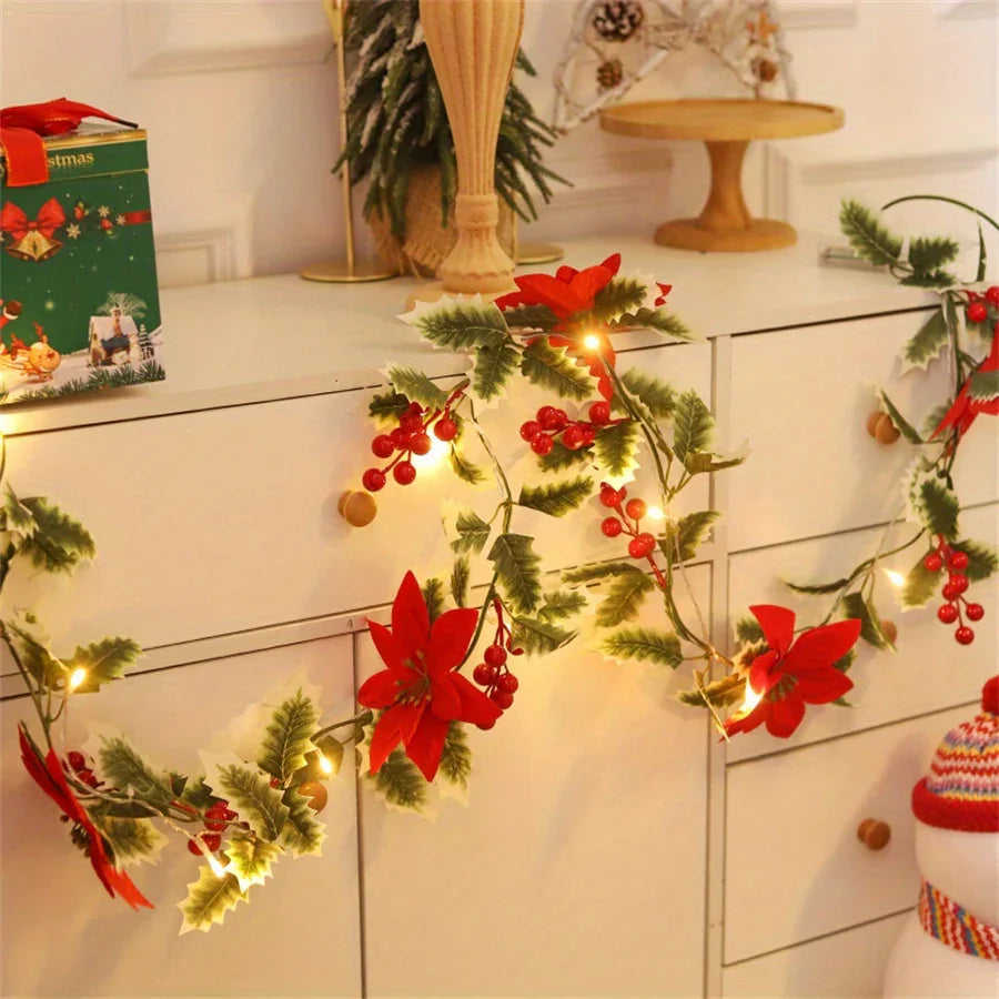 30LED Christmas Holiday Decorative Flower Vine Lights, Festive Desktop Decoration Atmosphere Lights (Battery Not Included) House Of Avana [[SKU:HOA-DSK-008]]