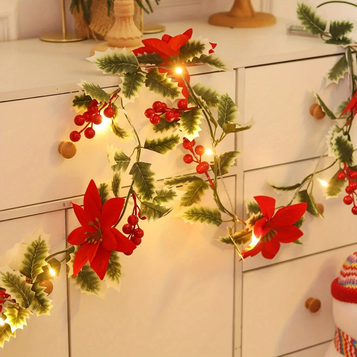 30LED Christmas Holiday Decorative Flower Vine Lights, Festive Desktop Decoration Atmosphere Lights (Battery Not Included) House Of Avana [[SKU:HOA-DSK-008]]