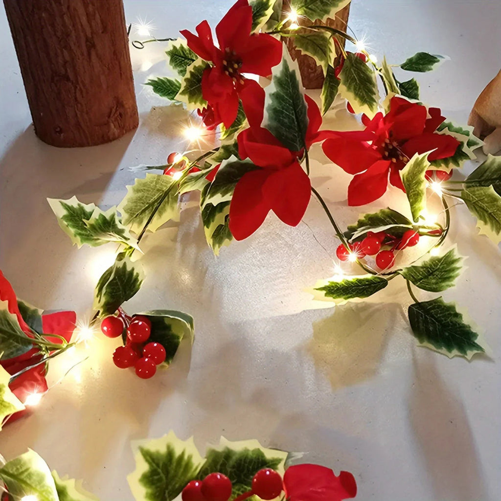 30LED Christmas Holiday Decorative Flower Vine Lights, Festive Desktop Decoration Atmosphere Lights (Battery Not Included) House Of Avana [[SKU:HOA-DSK-008]]
