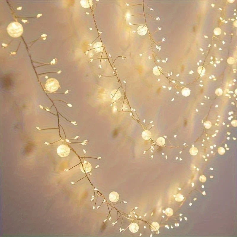 200cm Extra Long LED Lights - Elegant Curved Garland String with Warm & Cool LED, Hanging Lights for Wedding, Party,, Office, Photo Shoot Decorations - No Electronics Needed, Easy Installation (Low Voltage) - Ideal Gift for G House Of Avana [[SKU:HOA-GDN-027]]