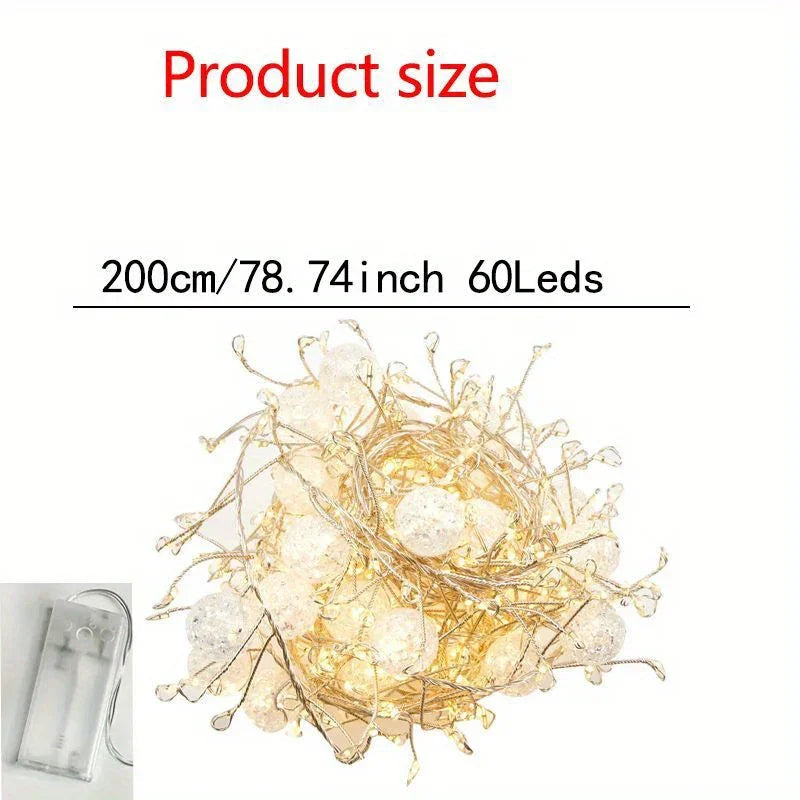 200cm Extra Long LED Lights - Elegant Curved Garland String with Warm & Cool LED, Hanging Lights for Wedding, Party,, Office, Photo Shoot Decorations - No Electronics Needed, Easy Installation (Low Voltage) - Ideal Gift for G House Of Avana [[SKU:HOA-GDN-027]]