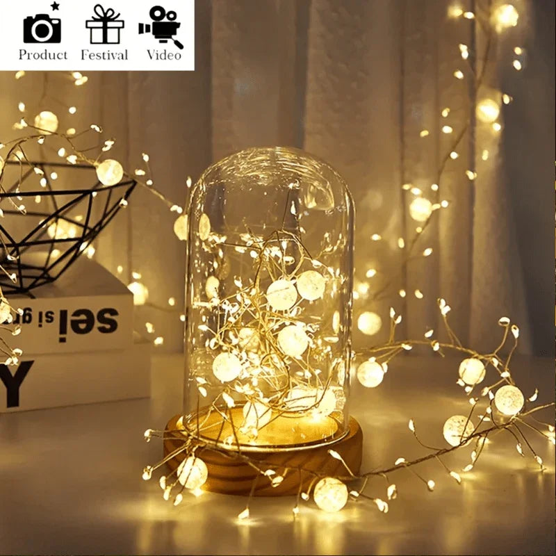 200cm Extra Long LED Lights - Elegant Curved Garland String with Warm & Cool LED, Hanging Lights for Wedding, Party,, Office, Photo Shoot Decorations - No Electronics Needed, Easy Installation (Low Voltage) - Ideal Gift for G House Of Avana [[SKU:HOA-GDN-027]]