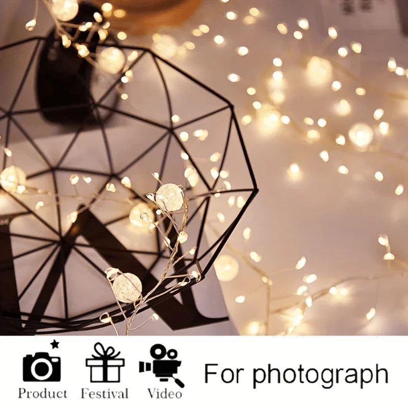 200cm Extra Long LED Lights - Elegant Curved Garland String with Warm & Cool LED, Hanging Lights for Wedding, Party,, Office, Photo Shoot Decorations - No Electronics Needed, Easy Installation (Low Voltage) - Ideal Gift for G House Of Avana [[SKU:HOA-GDN-027]]