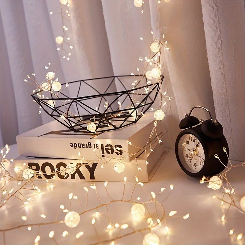 200cm Extra Long LED Lights - Elegant Curved Garland String with Warm & Cool LED, Hanging Lights for Wedding, Party,, Office, Photo Shoot Decorations - No Electronics Needed, Easy Installation (Low Voltage) - Ideal Gift for G House Of Avana [[SKU:HOA-GDN-027]]