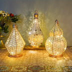 Bronze LED lantern table lamp with battery power, warm glow - House of Avana