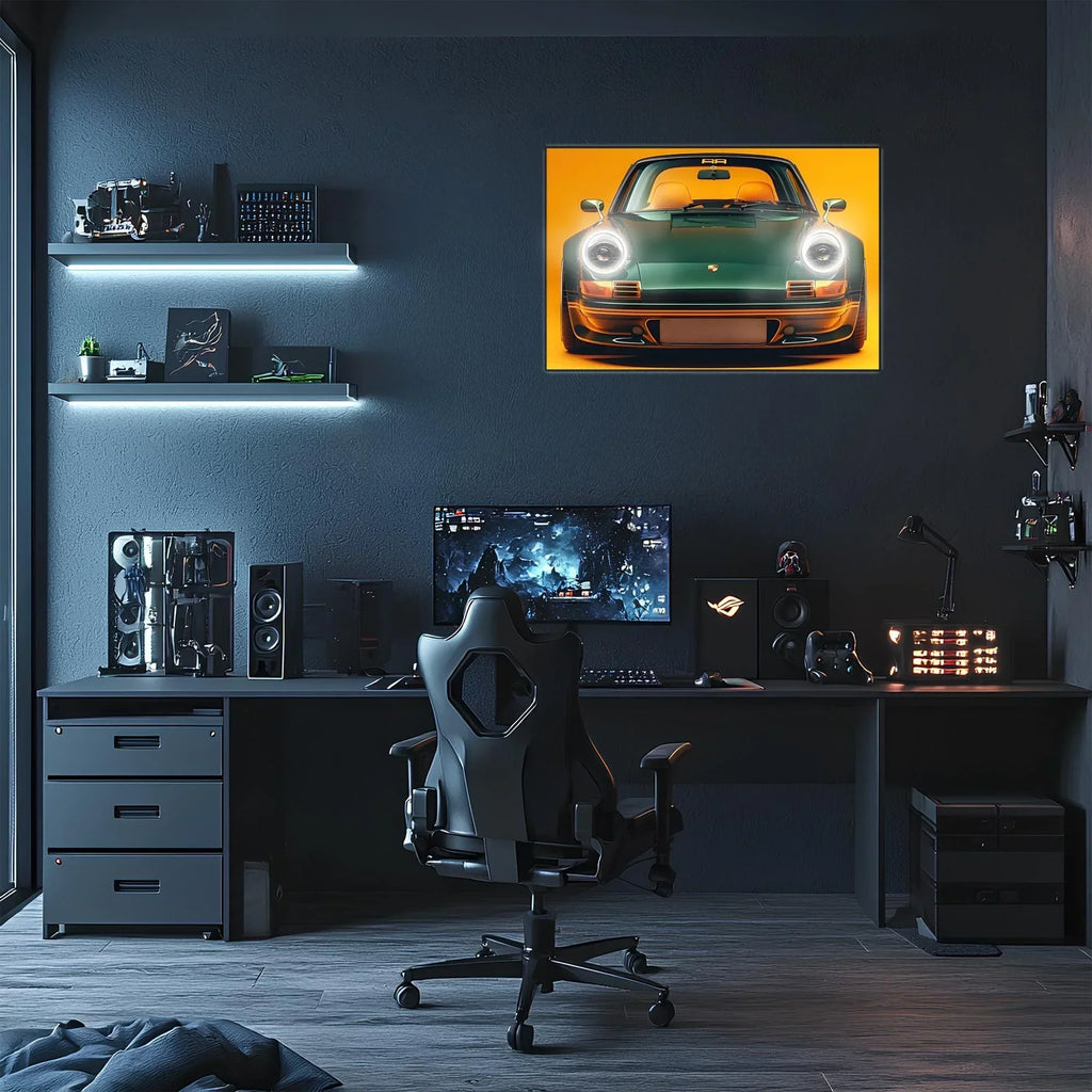 LED Retro Car Wall Art – UV‑Printed Acrylic with Dimmer Remote Peony Atelier