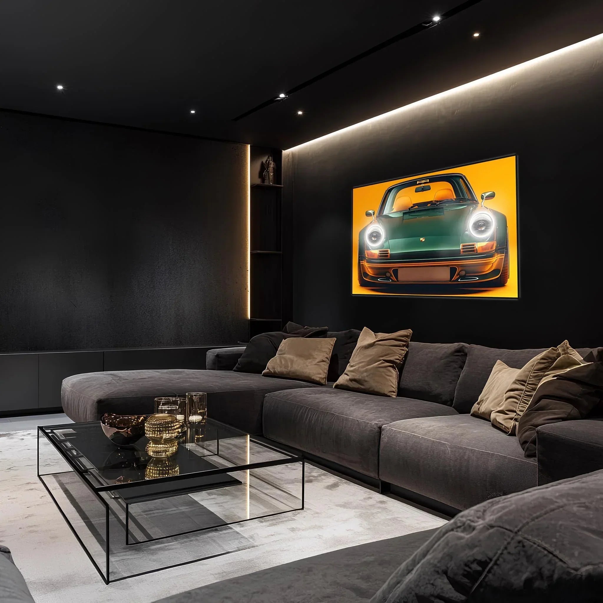 LED Retro Car Wall Art – UV‑Printed Acrylic with Dimmer Remote Peony Atelier