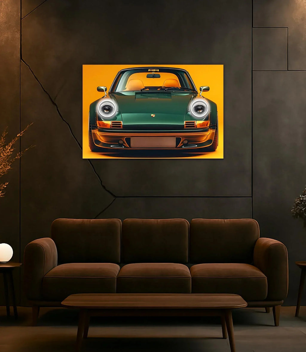 LED Retro Car Wall Art – UV‑Printed Acrylic with Dimmer Remote Peony Atelier