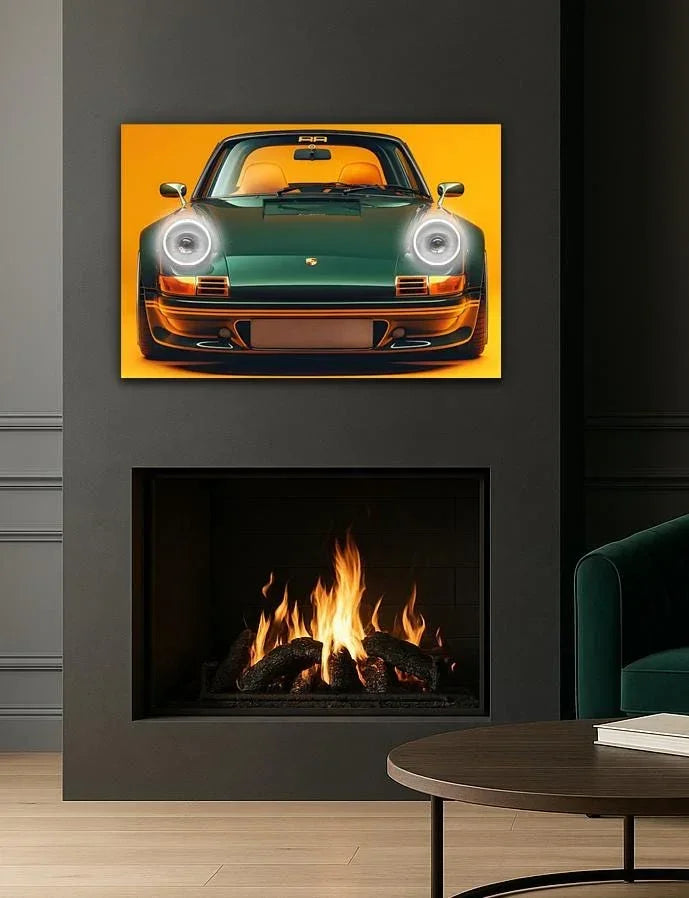 LED Retro Car Wall Art – UV‑Printed Acrylic with Dimmer Remote Peony Atelier