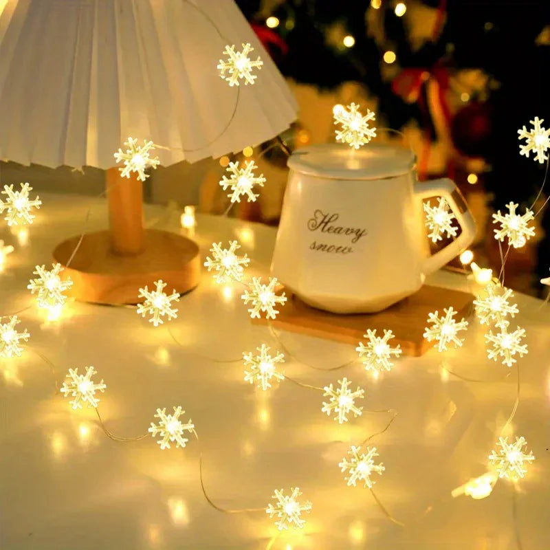 200cm/78.74 Inch LED Christmas Snowflake String Lights, Suitable for Indoor Office Smart Decoration - Room Party Wedding Gift Graduation Season Décor (Battery Not Included), Holiday Decor, Decorative Lighting, Ambient Lighti House Of Avana