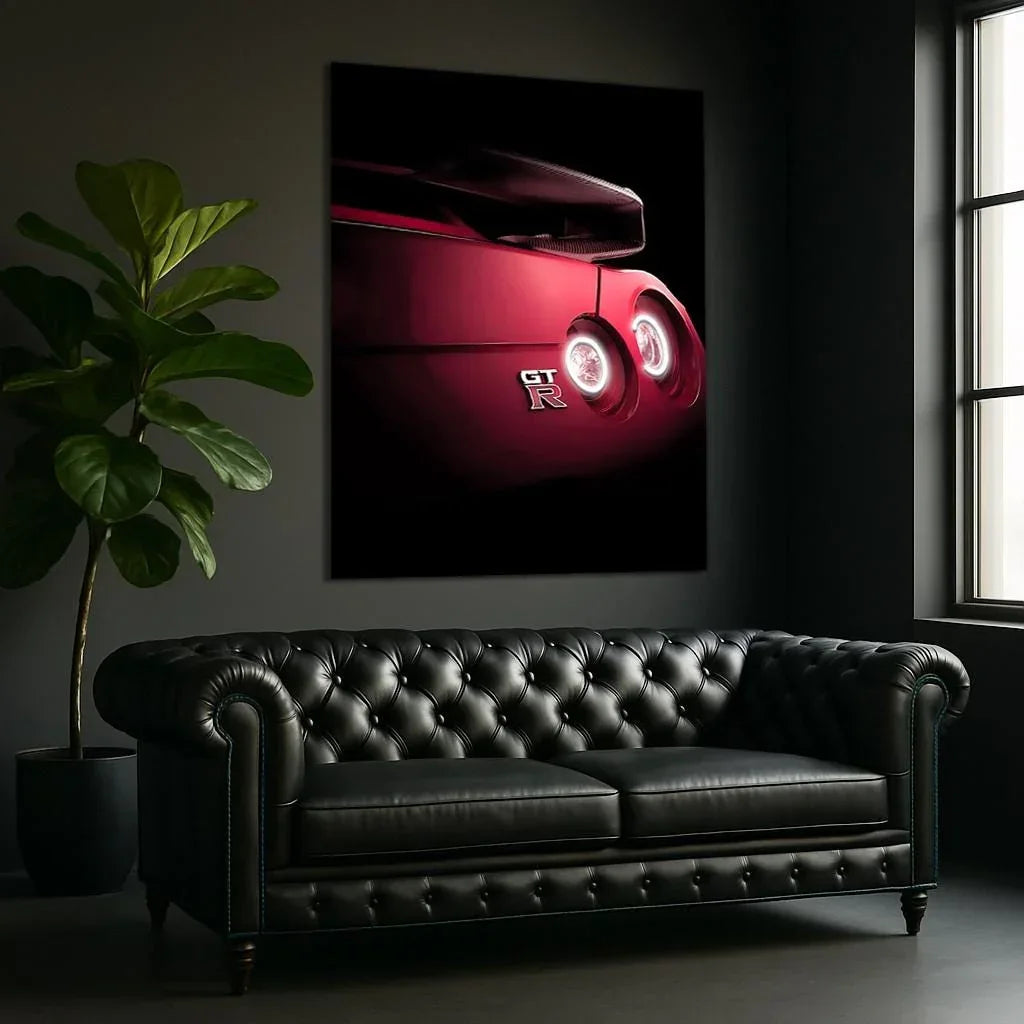 LED Sports Car Tail Light Wall Art – UV Print Acrylic, Includes Free Remote Peony Atelier