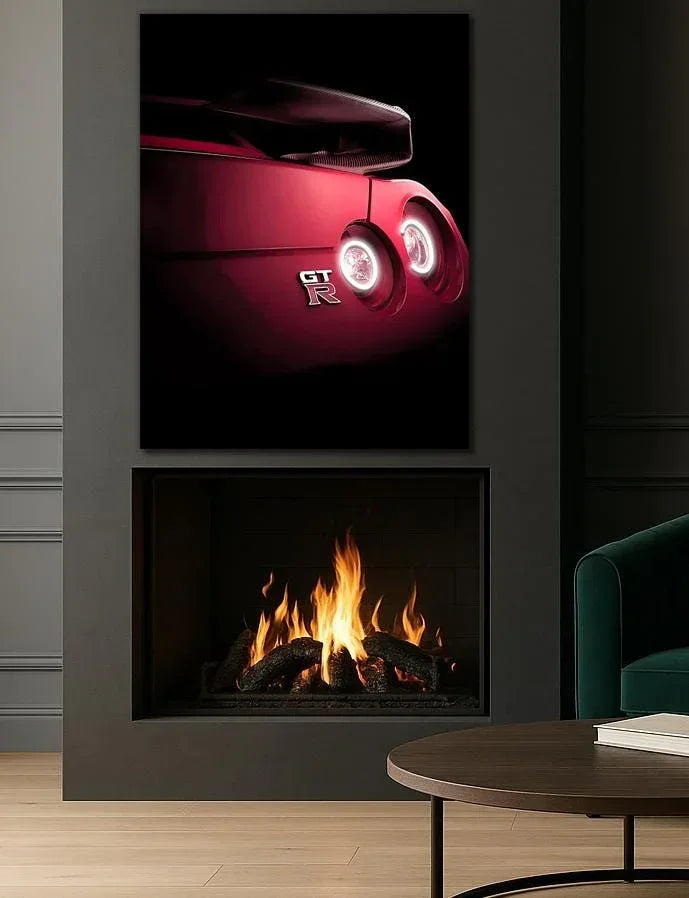 LED Sports Car Tail Light Wall Art – UV Print Acrylic, Includes Free Remote Peony Atelier