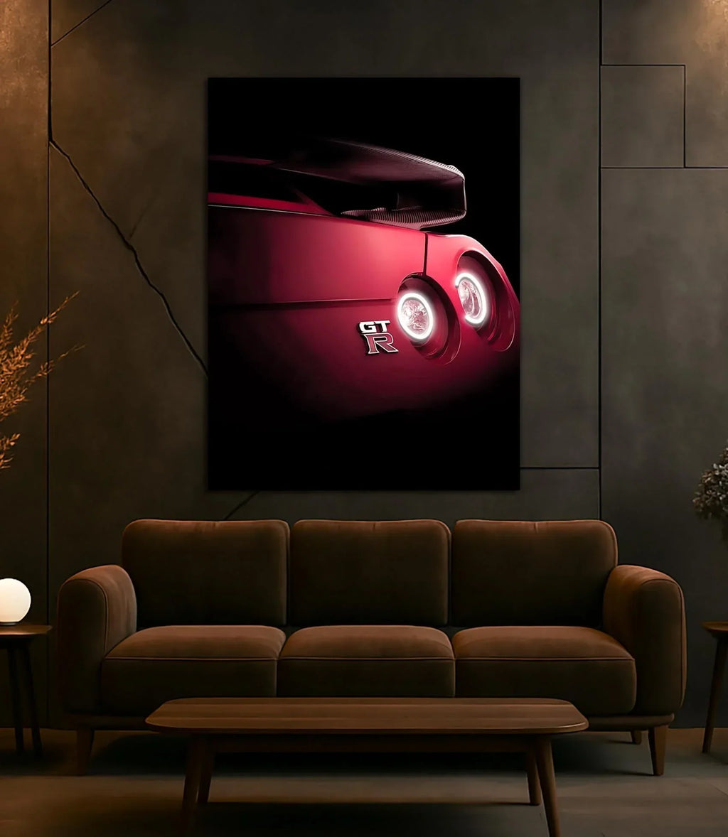 LED Sports Car Tail Light Wall Art – UV Print Acrylic, Includes Free Remote Peony Atelier