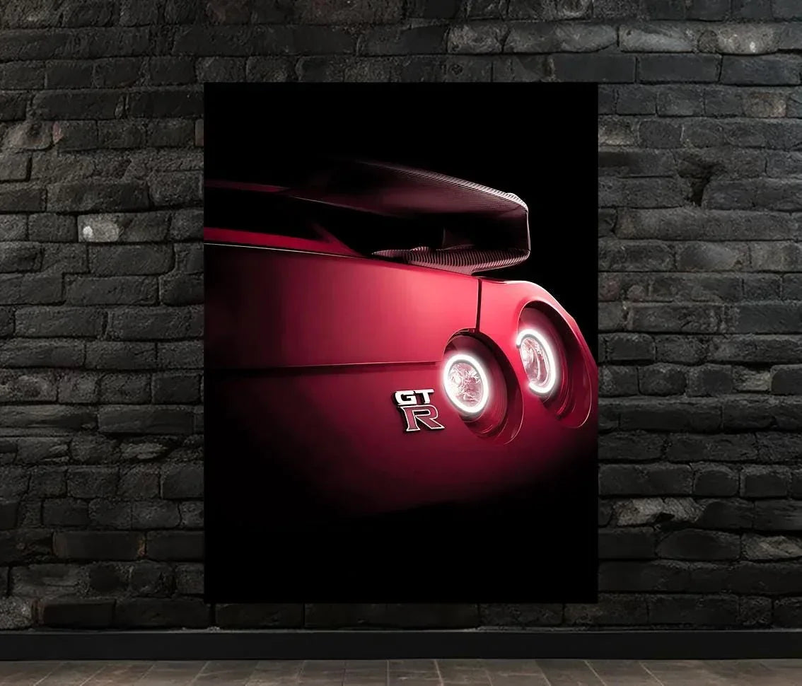 LED Sports Car Tail Light Wall Art – UV Print Acrylic, Includes Free Remote Peony Atelier