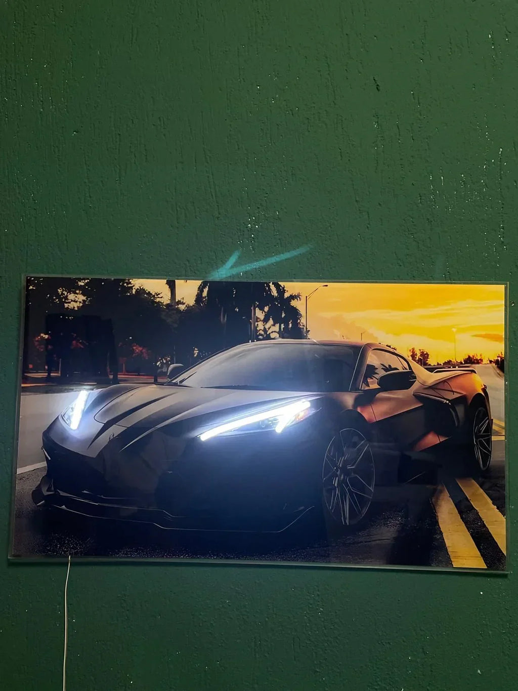 LED Sports Car Wall Art – Acrylic UV‑Printed, Remote Dimmer Included Peony Atelier