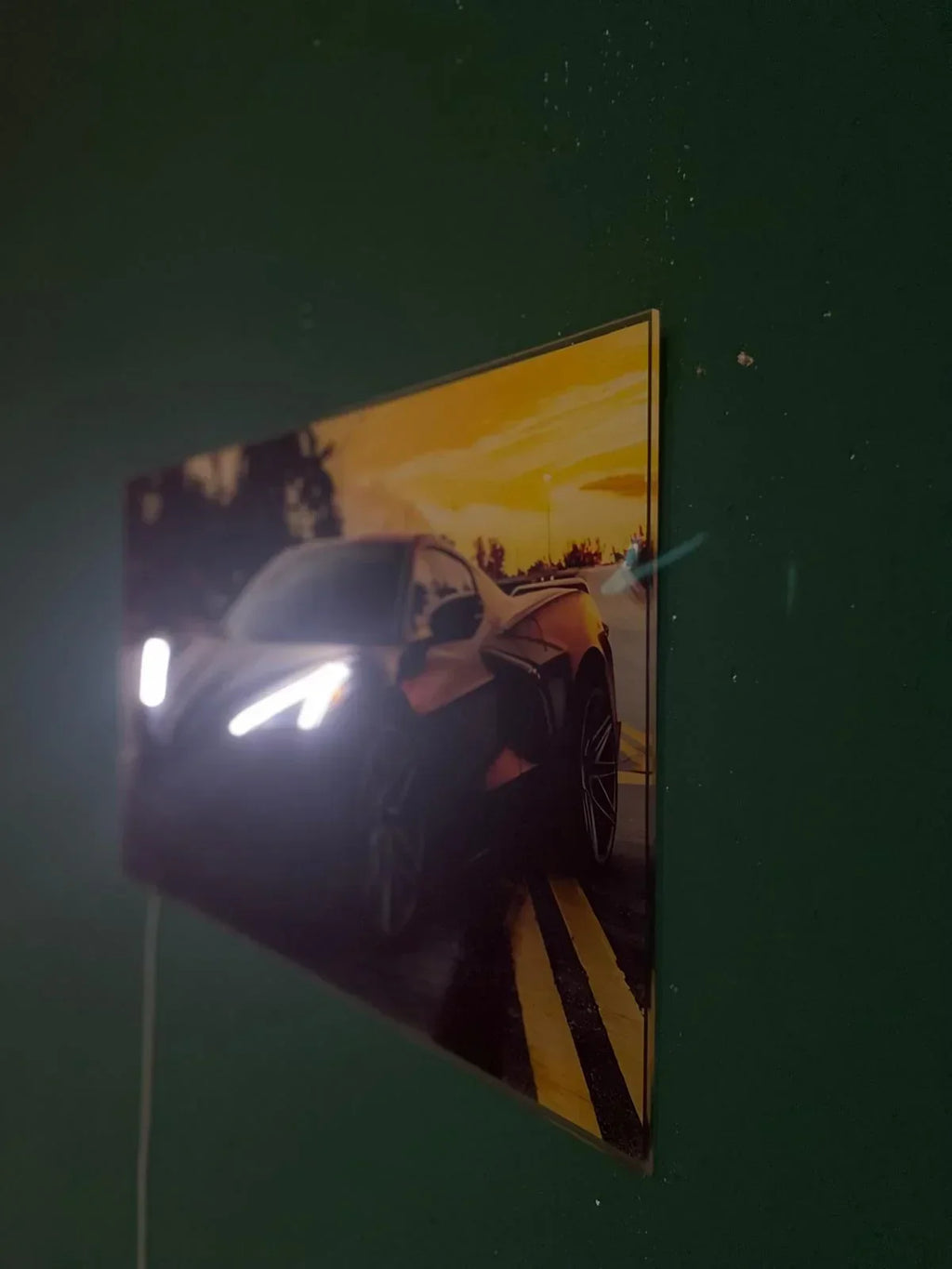 LED Sports Car Wall Art – Acrylic UV‑Printed, Remote Dimmer Included Peony Atelier