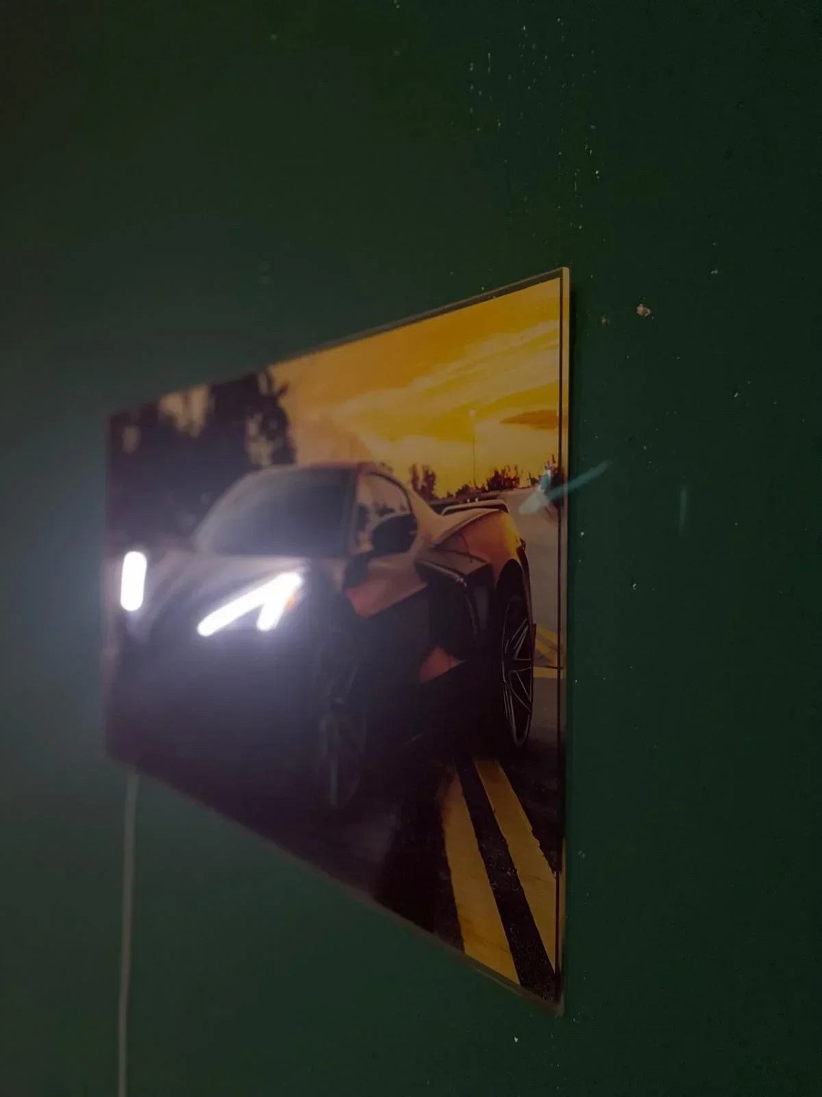 LED Sports Car Wall Art – Acrylic UV‑Printed, Remote Dimmer Included Peony Atelier